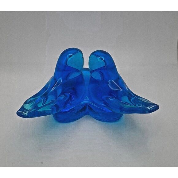 Vintage Double Bluebirds of Happiness Titan Art Glass Signed 2000 - Picture 5 of 9